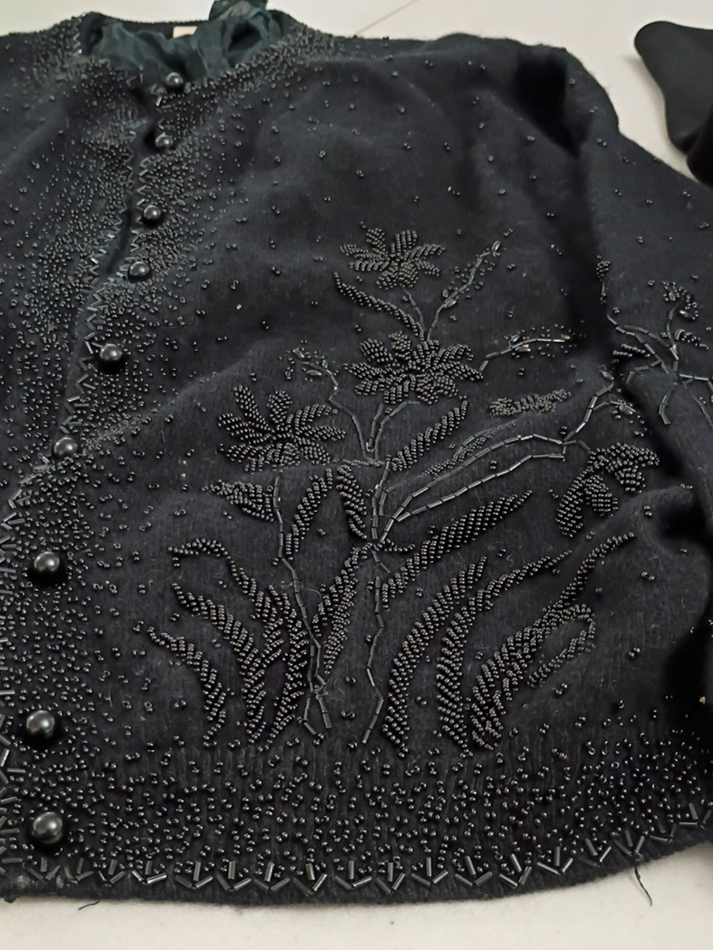 Black Beaded Women's Cardigan Sweater